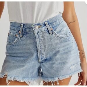AGOLDE Parker Cut Off Distressed Denim Jean Shorts Button Fly Sz 30 High Rise